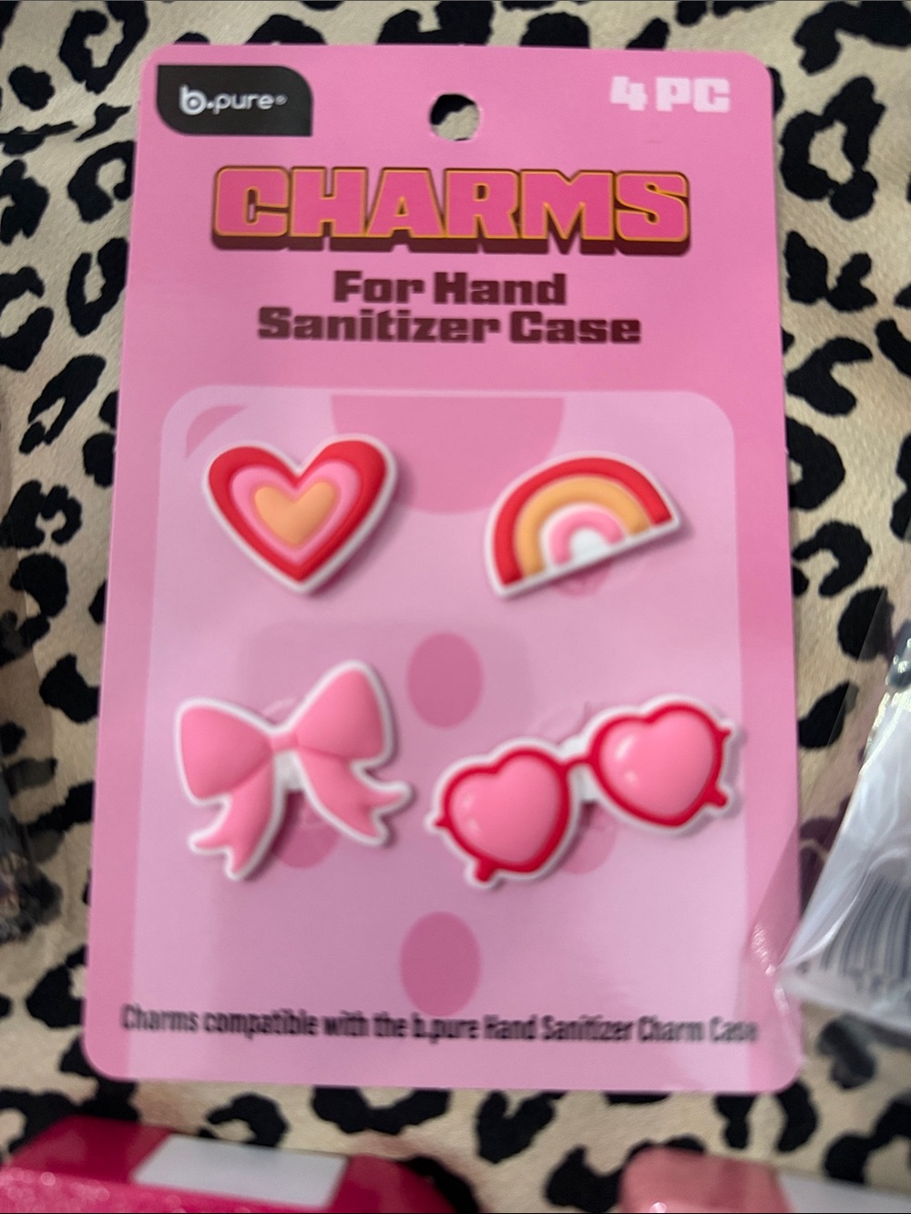 b. pure Pink Glitter Hand Sanitizer Duo with Cases & Charms Viral - Picture 4 of 7